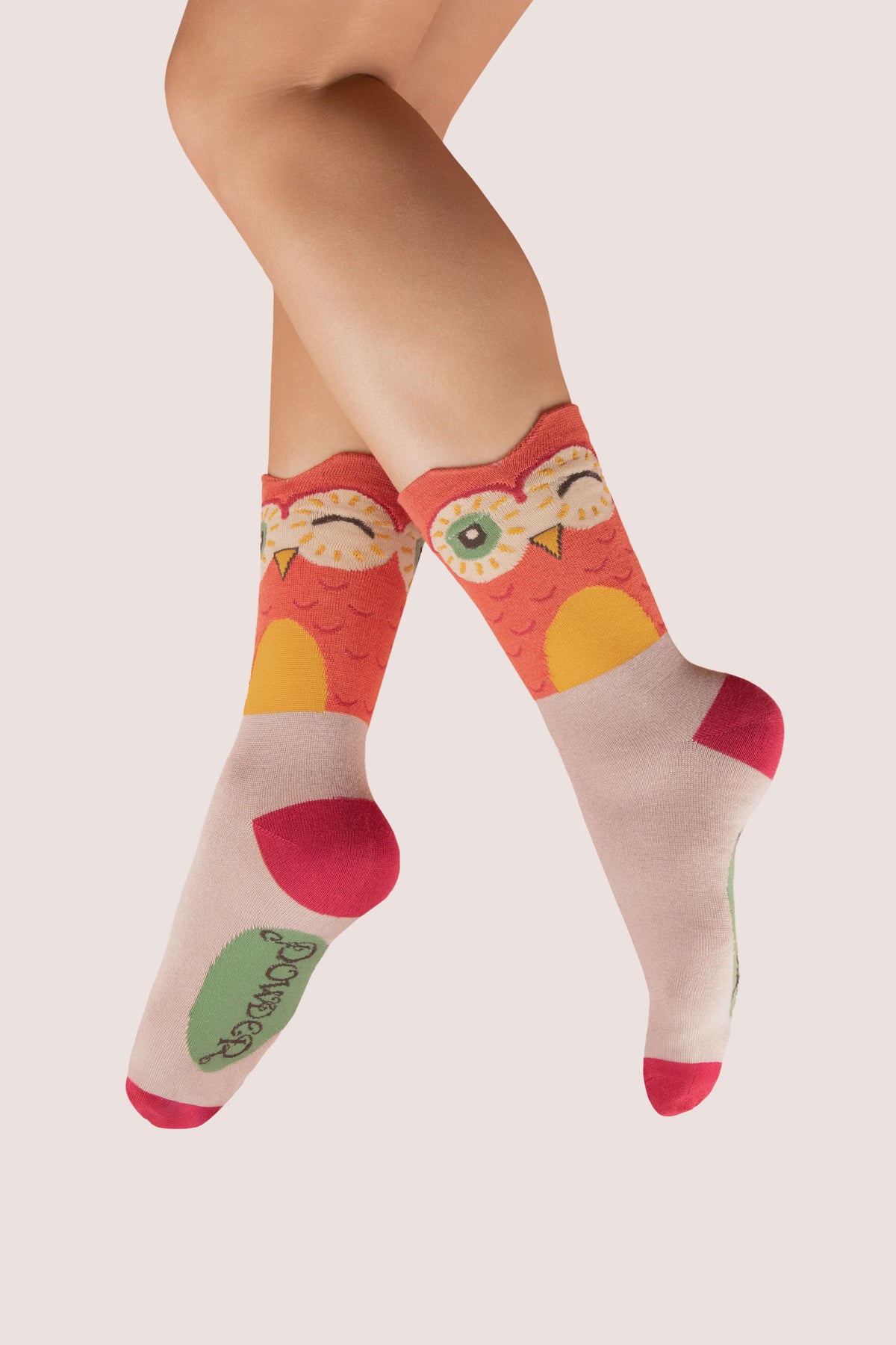 Socks: Ankle Bamboo Character Owl - Orange - FASHION - Powder Designs Ltd