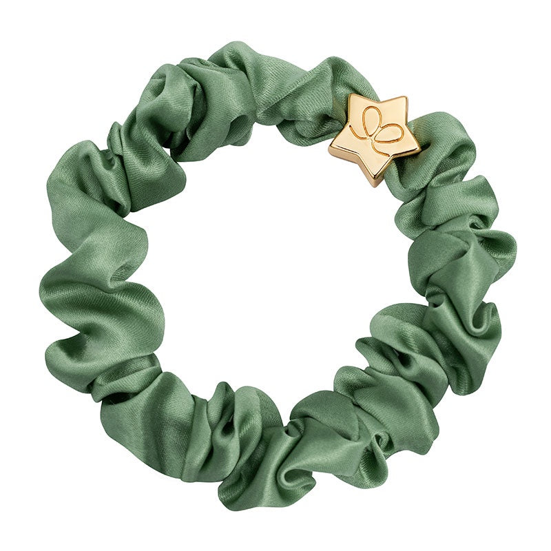 Hairband Bracelet: Silk Scrunchie Gold Star - Sage  - By Eloise