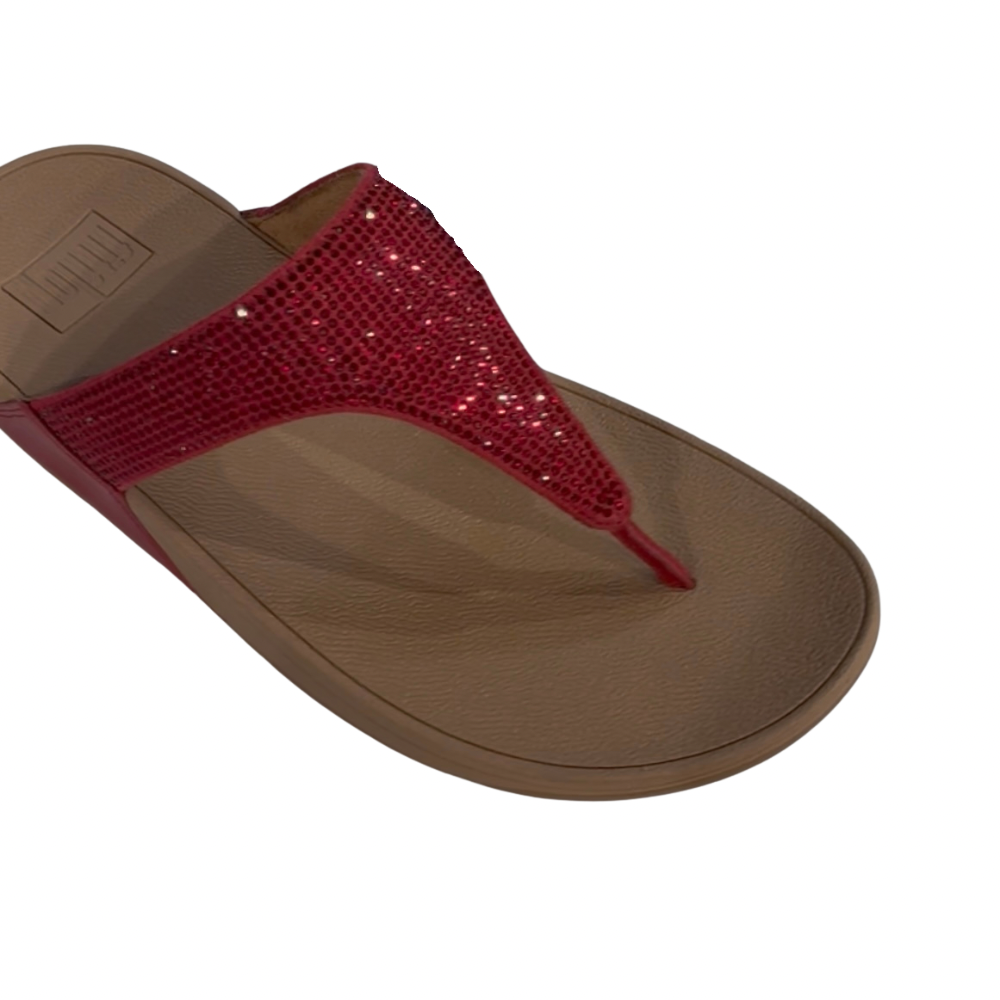 Toe Post Sandals: Crystal Embellished LULU  Flip Flop - Burnt Berry Red - Fitflop
