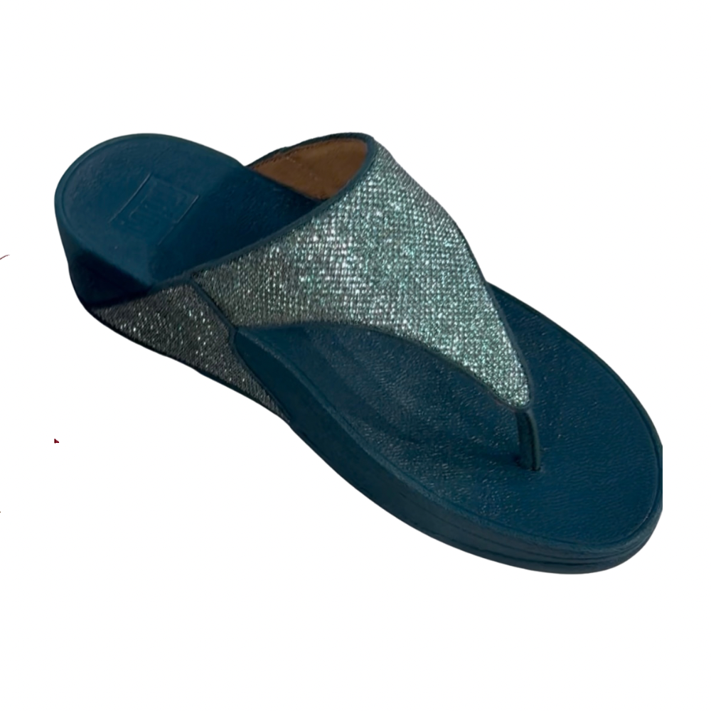 Toe Post Sandals: Shimmerglitz LULU Flip Flop - Teal Ocean Blue  - Fitflop