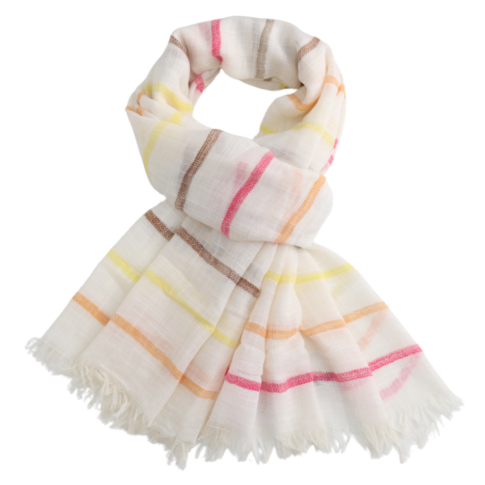 Scarf: Lightweight Striped - Cream