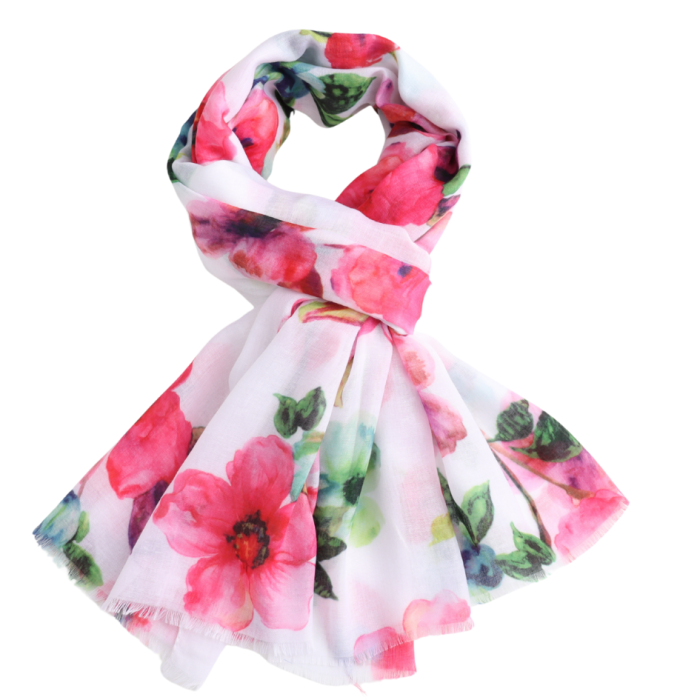 Scarf: Lightweight Hazy Floral Design - Pinks