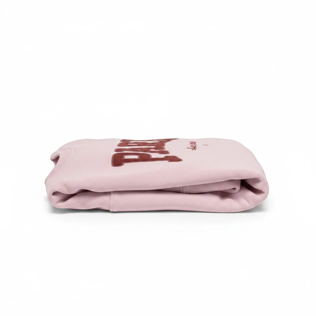 Antique Rose Boutique chalk pink JDY sweatshirt with PARIS embroidery folded on a white background