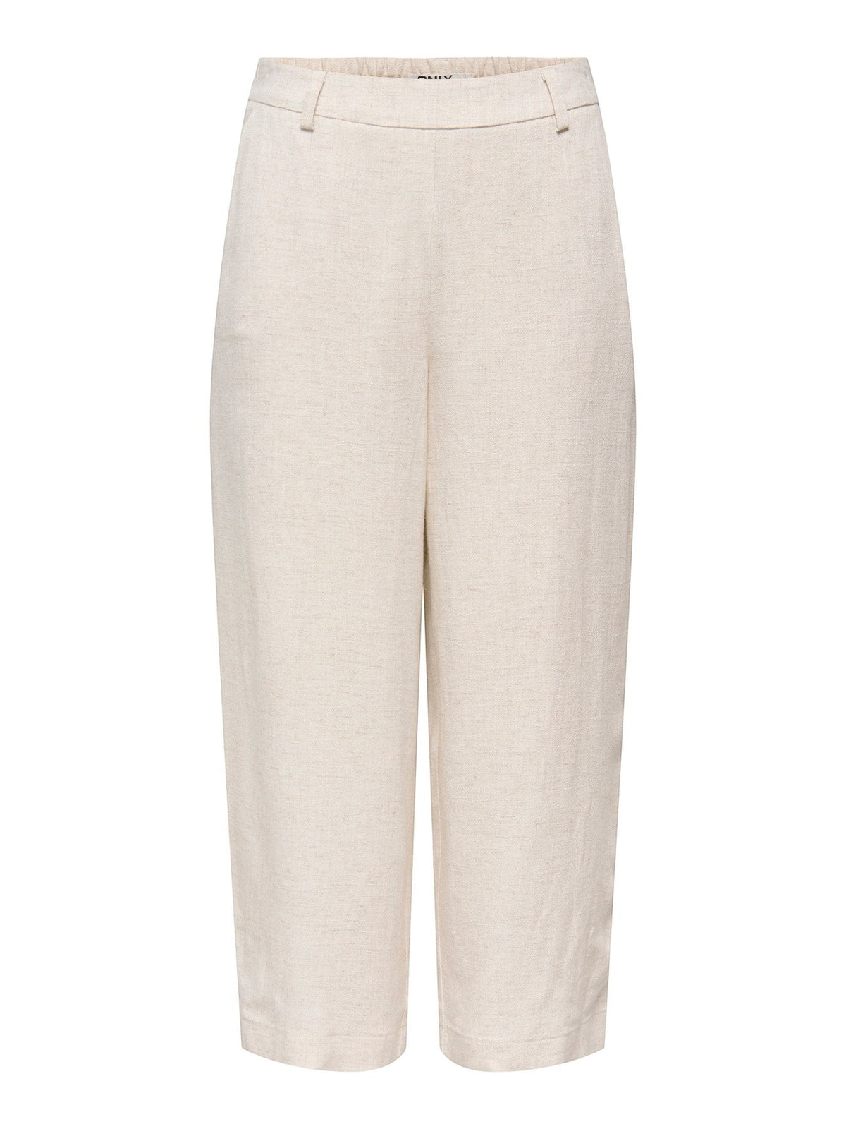 Antique Rose Boutique cream linen mix culotte trousers with belt loops and a cropped wide-leg fit.