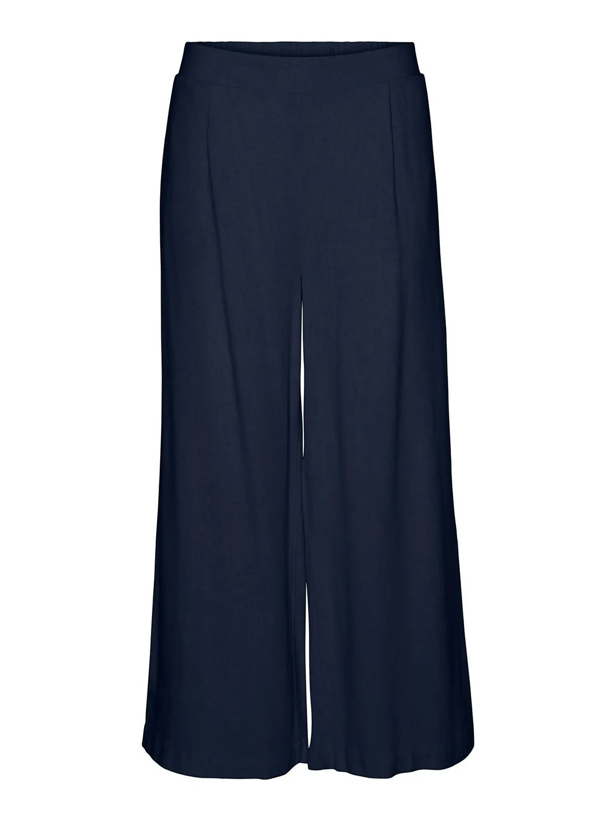 Antique Rose Boutique navy blue linen mix culotte trousers with a high elasticated waist and wide leg fit.