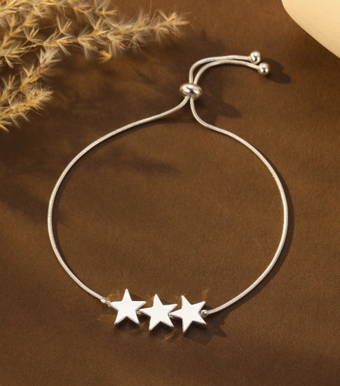 Bracelet: Pulling Chain With 3 Stars - Silver - Gracee