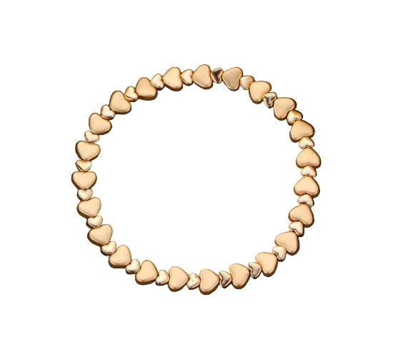 Bracelet: Stretch Hearts Small Flat Shiny - Gold - Gracee Jewellery