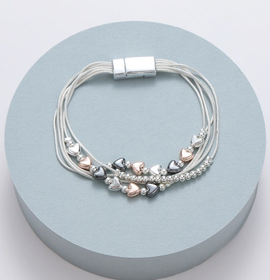 Bracelet: Multiple Strand Hearts Magnetic - Multicolour - Gracee Jewellery