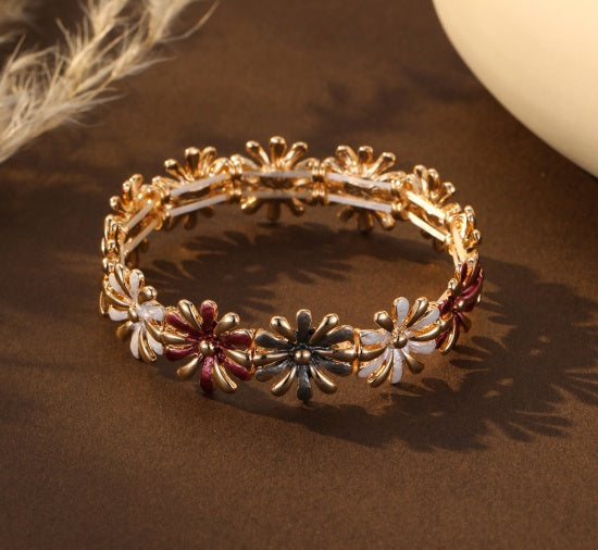 Bracelet: Chunky Stretch Organic Flowers - Multi - Gracee Jewellery