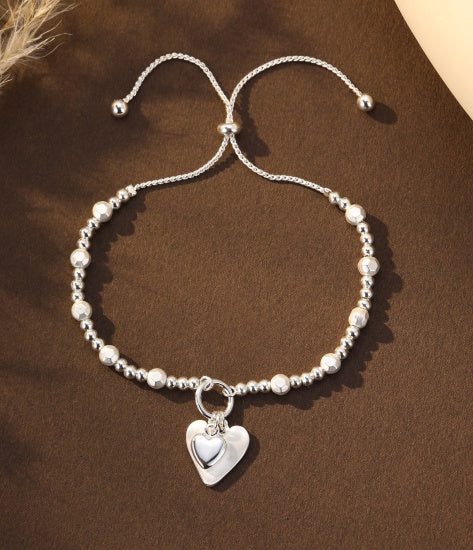 Bracelet: Pulling Heart Beads - Silver - Gracee