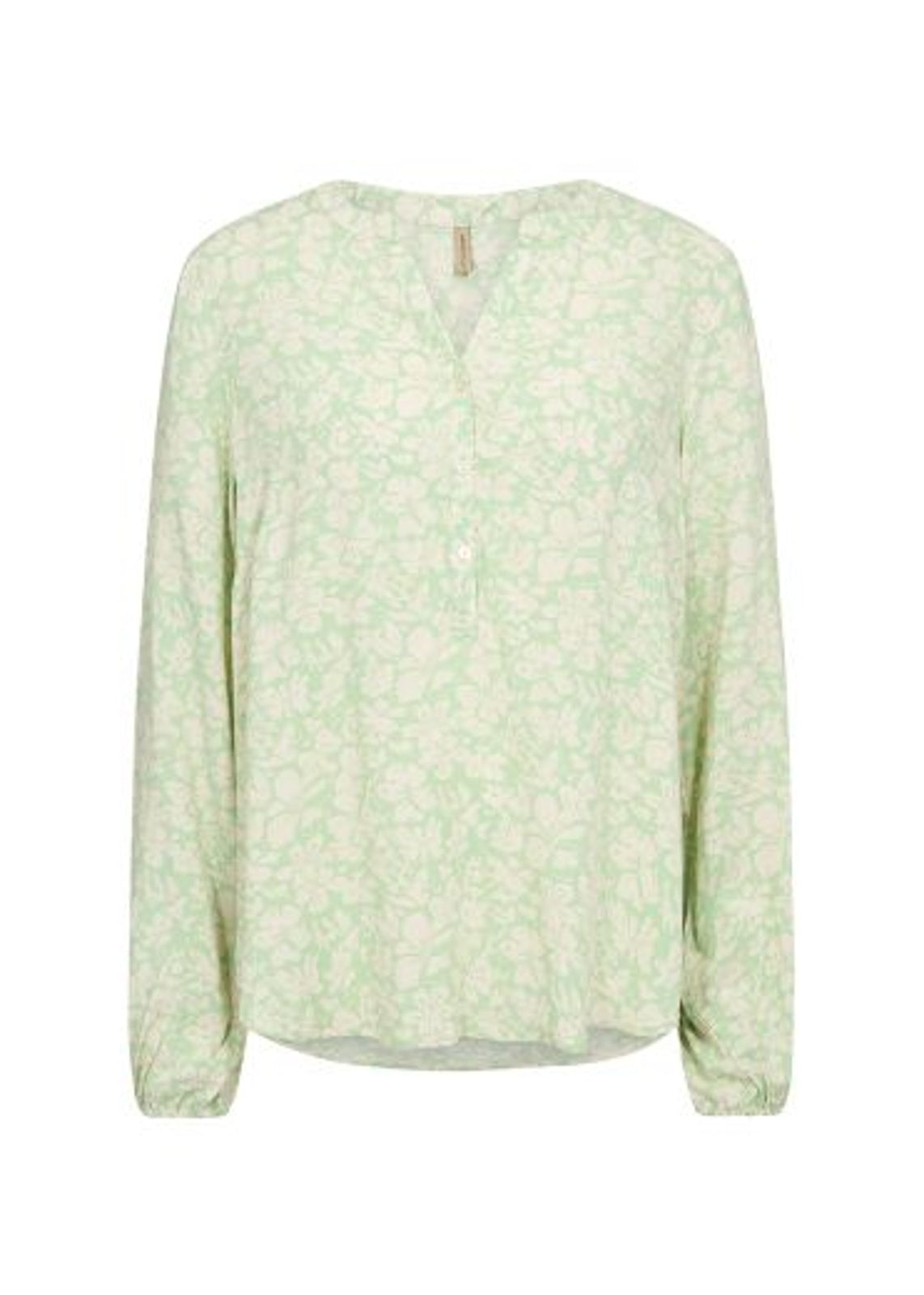 Blouse: Floral Print Long Sleeve ADISA - BRIGHT PASTEL GREEN - Soya Concept