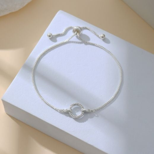 Bracelet: Lariat Open Circle Crystals - Silver - Gracee Jewellery