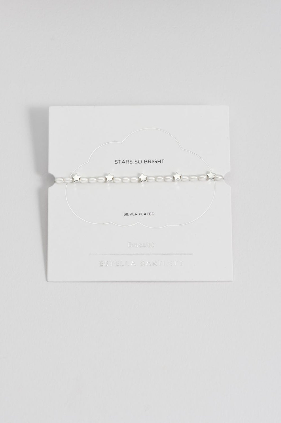 Bracelet on Message Card: Mixed Pearl Stars Lariat STARS SO BRIGHT - Silver Plated  Estella Bartlett