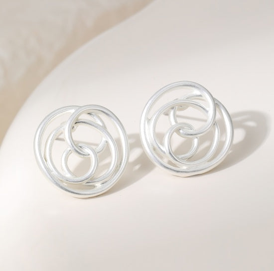 Earrings: Stud Open Organic Circles - Silver - Gracee Jewellery