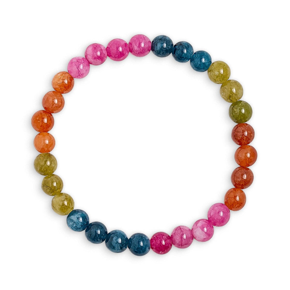 Bracelet:  Mixed Jade Stone Round Beaded - Multicoloured - XuXa