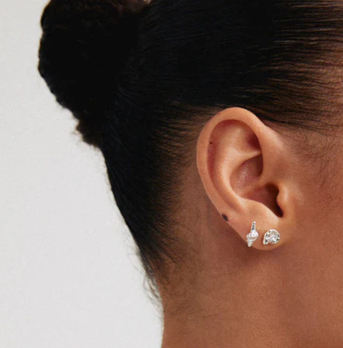 Earrings: Stud 2 in 1 Seashell Ammonite Set ALISON - Silver Plated - Pilgrim
