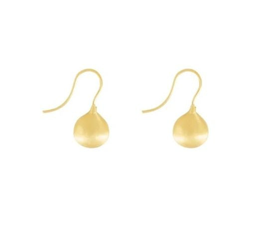 Earrings: Drop Hook 3D Teardrop Scratched TABITHA - Gold Plated - Dansk