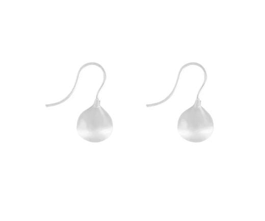 Earrings: Drop Hook 3D Teardrop Scratched TABITHA - Silver Plated - Dansk
