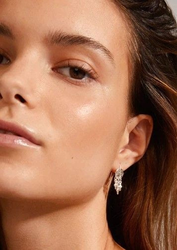 Earrings: Drop Hook Flower Oriental STEFANIA - Silver Plated - Pilgrim