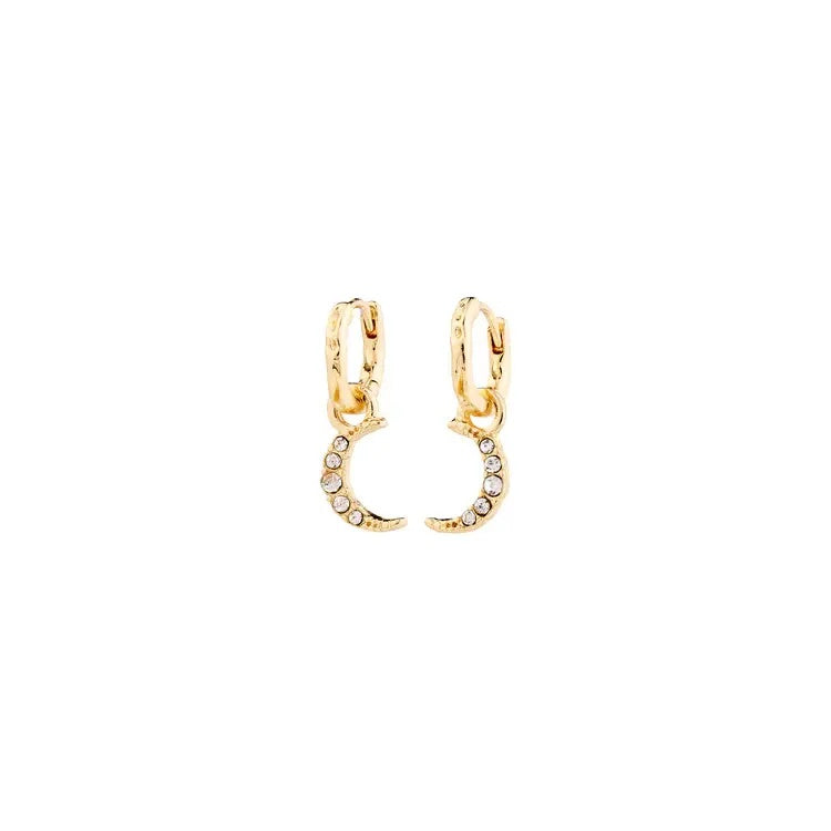 Earrings: Drop Hook Moon Crystal EVGENIA - Gold Plated  PILGRIM