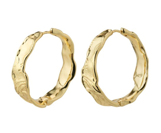 Earrings: Hoop Organic Click Lock JULITA - Gold Plated - Pilgrim