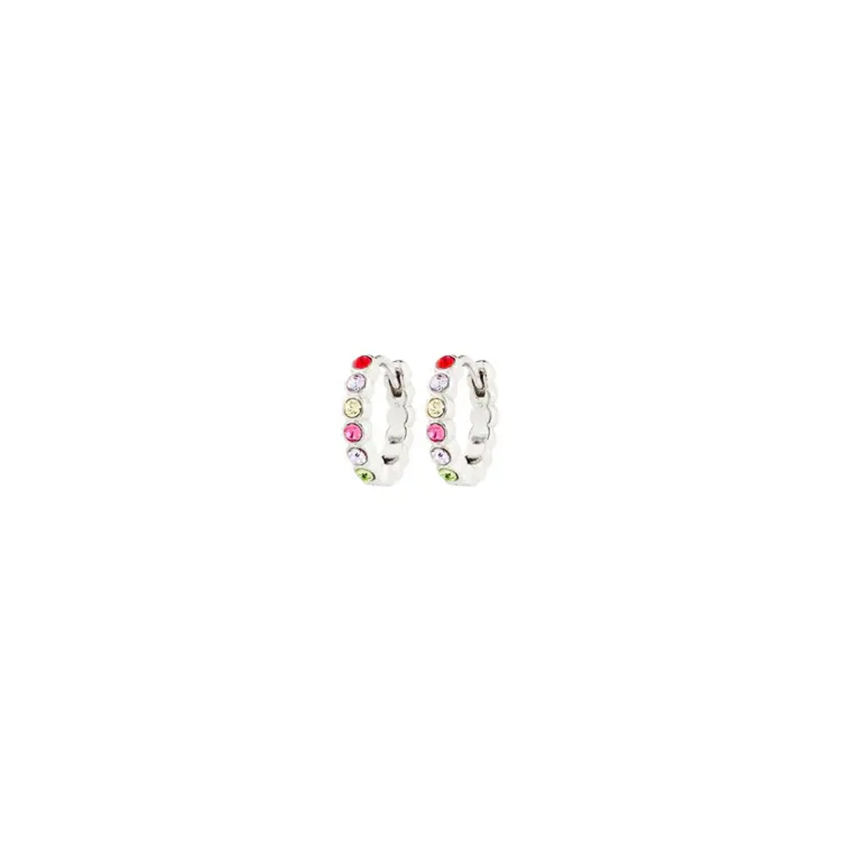 Earrings: Huggie Hoop Multi Colour Crystal KLEOPRATRA - Silver Plated  PILGRIM