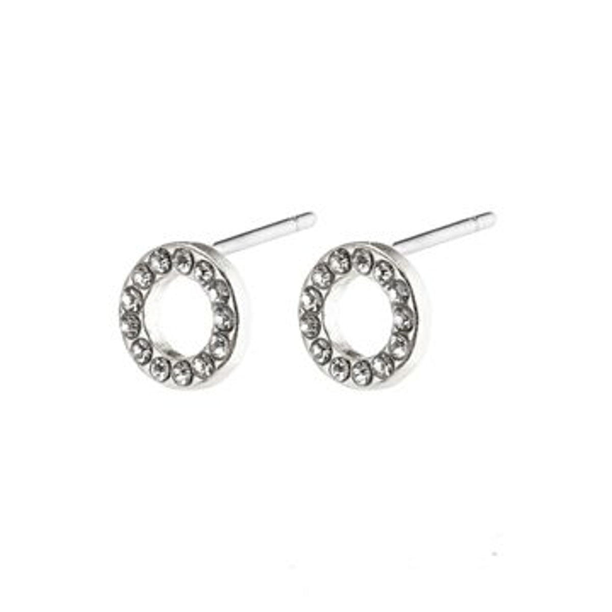 Earrings: Stud Circle Crystal Tessa - Silver Plated