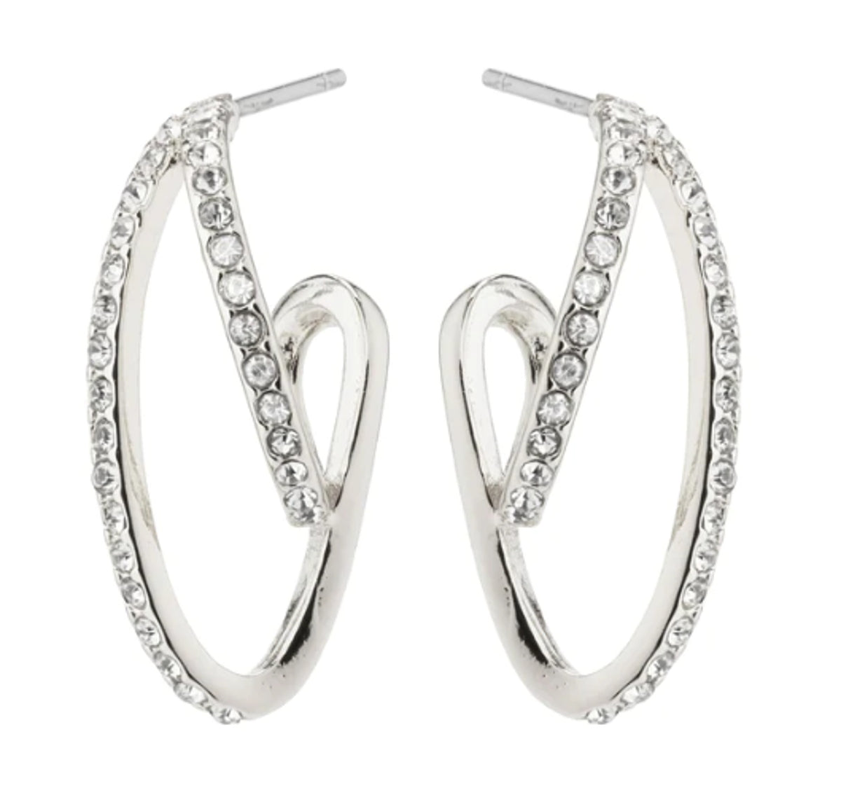 Earrings: Stud Hoop Crystal Organic ETTY Recycled - Silver Plated - Pilgrim