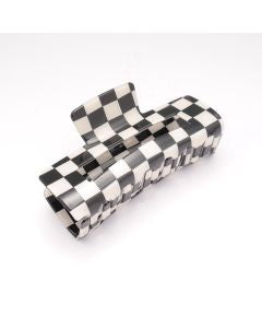 Hair Clip: Rectangle Checkered Claw Design