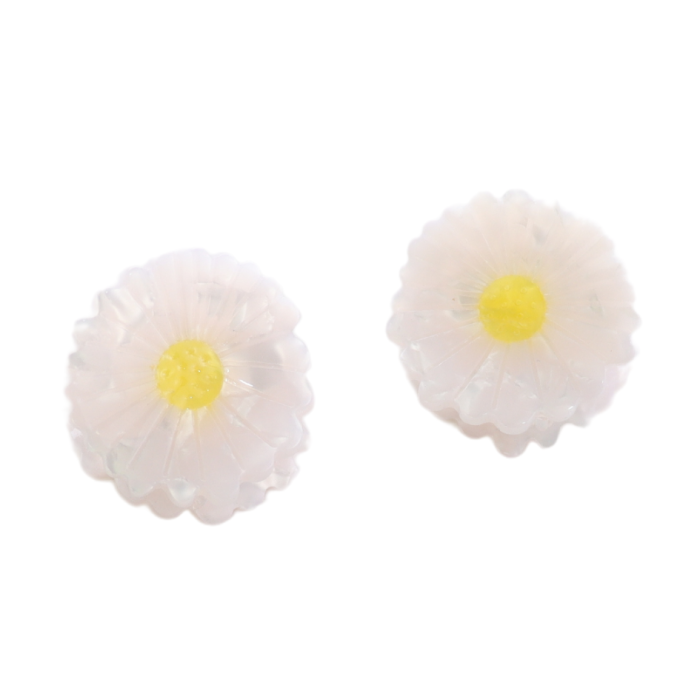 Hair Claw: Pack 2 Daisy Shaped  - White - Red Cuckoo