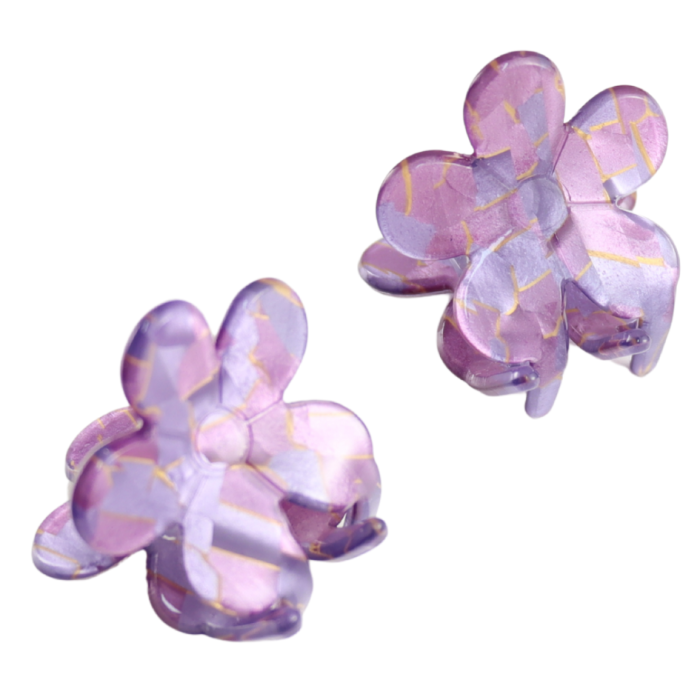 Hair Claw: Pack 2 Flowers Shaped  - Purple - Red Cuckoo