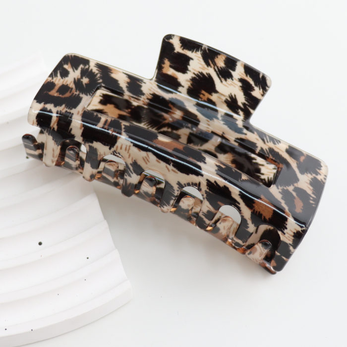 Hair Clip: Rectangle Tortoiseshell Claw Design - Brown - Pure Fashions