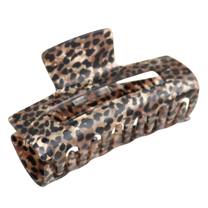 Hair Clip: Rectangle Leopard Print Claw Design - Leopard - Pure Fashions