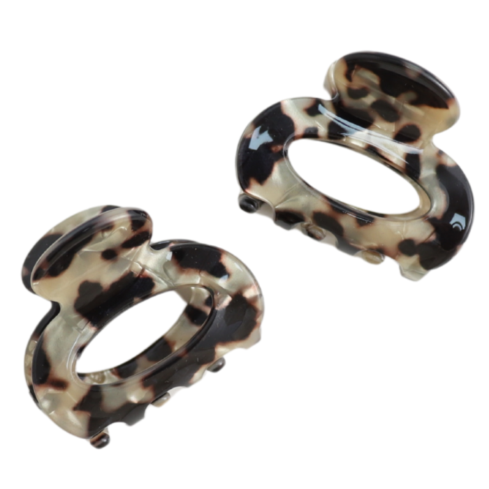 Hair Claw: Mini Oval  2 Pack - Leopard - Pure Fashions