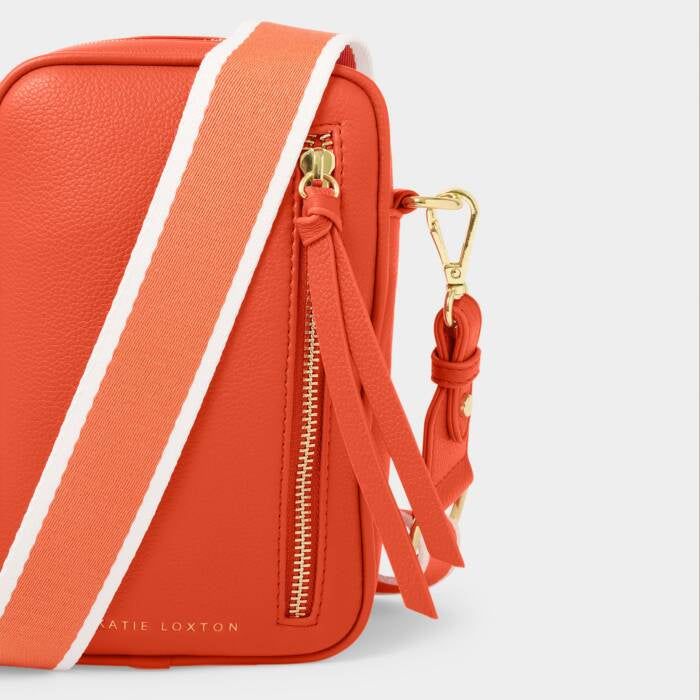 Small Crossbody Bag: Soft Vegan Leather Portrait HALLIE - Deep Orange - Katie Loxton