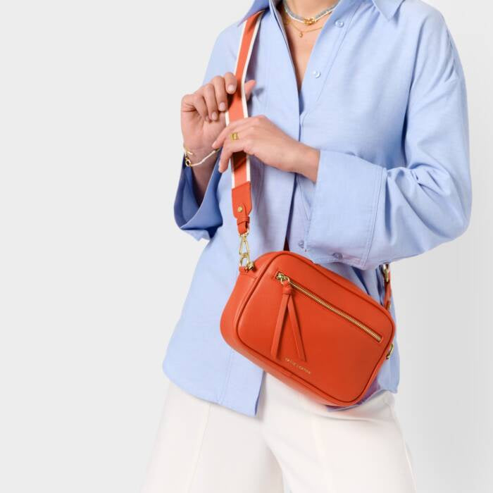 Cross Body Bag:  Soft Vegan Leather HALLIE - Deep Orange - Katie Loxton