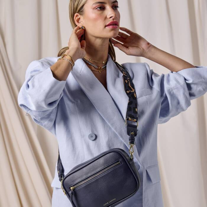 Cross Body Bag:  Soft Vegan Leather HALLIE - Midnight Blue - Katie Loxton