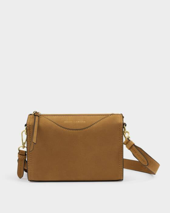 Cross Body Bag: Soft Vegan Leather ALBA FAUX SUEDETTE - Caramel - Katie Loxton