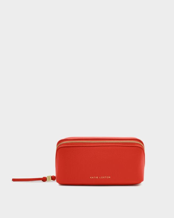 Cosmetic Bag: Soft Vegan Leather Small Full Fold Out Mirror - Orange - Katie Loxton