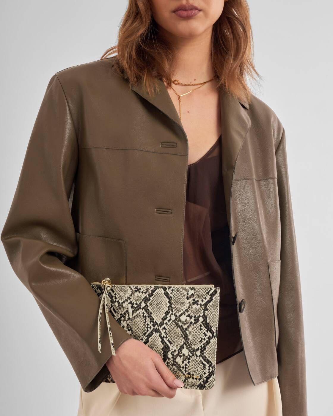 Pouch: Soft Vegan Leather Tassel Charm - Faux Snake  - Katie Loxton
