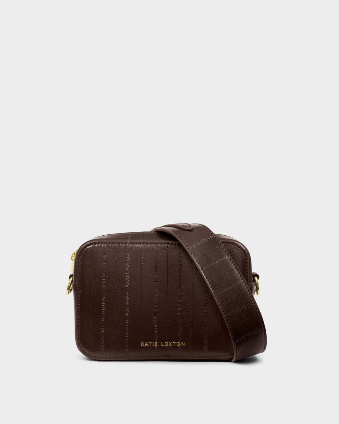 Cross Body Bag: Soft Vegan Leather AVERY - Chocolate - Katie Loxton