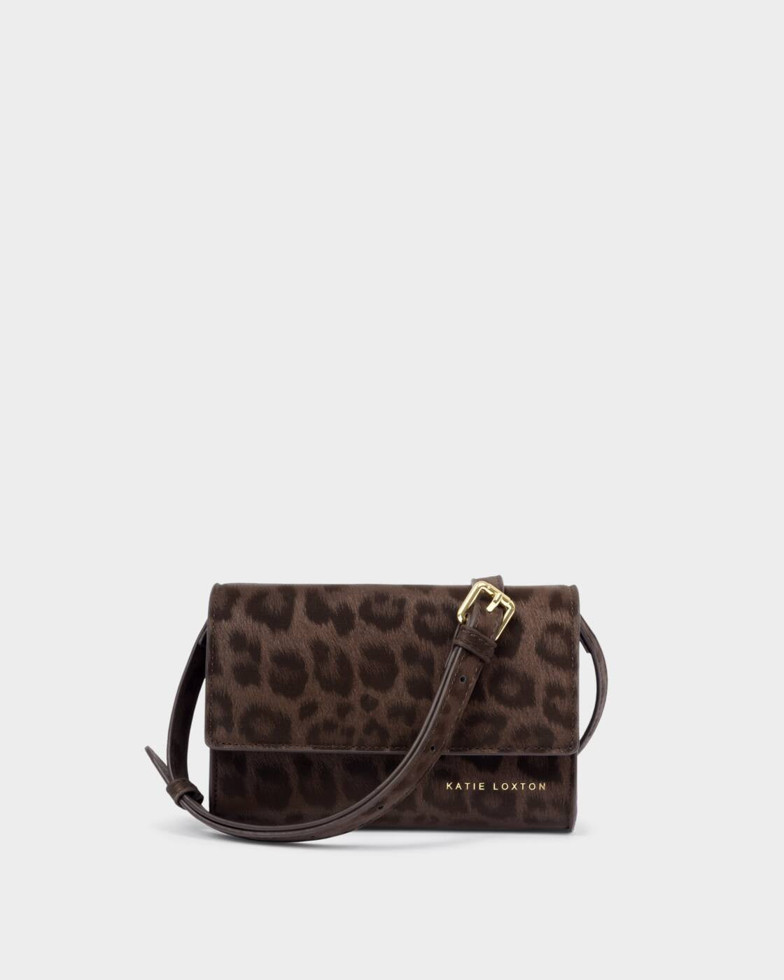 Cross Body Bag: Soft Vegan Leather LOU - Chocolate Leopard - Katie Loxton