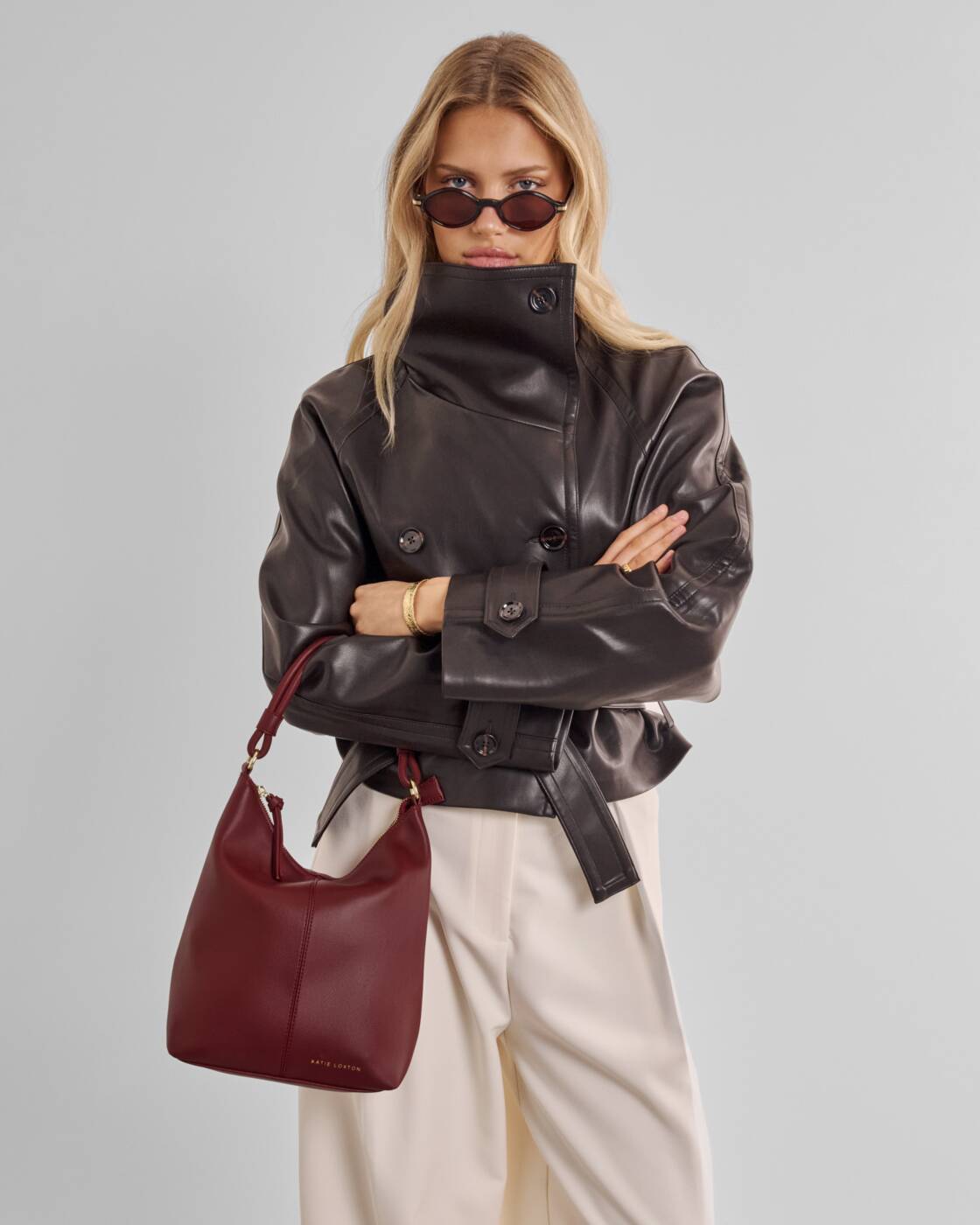 Satchel Bag: Soft Vegan Leather HALLIE - Cherry Red - Katie Loxton