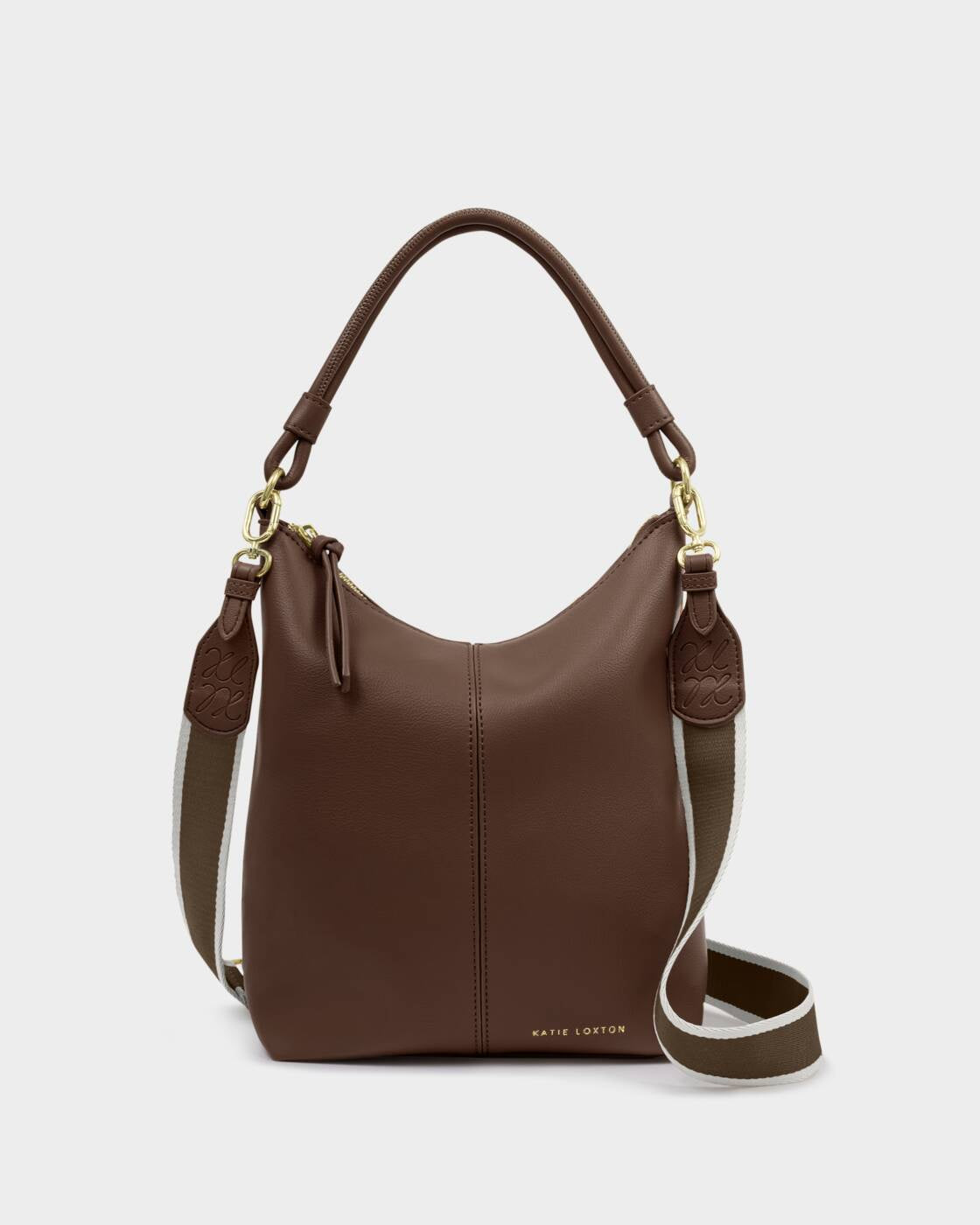 Satchel Bag: Soft Vegan Leather HALLIE - Chocolate Brown - Katie Loxton