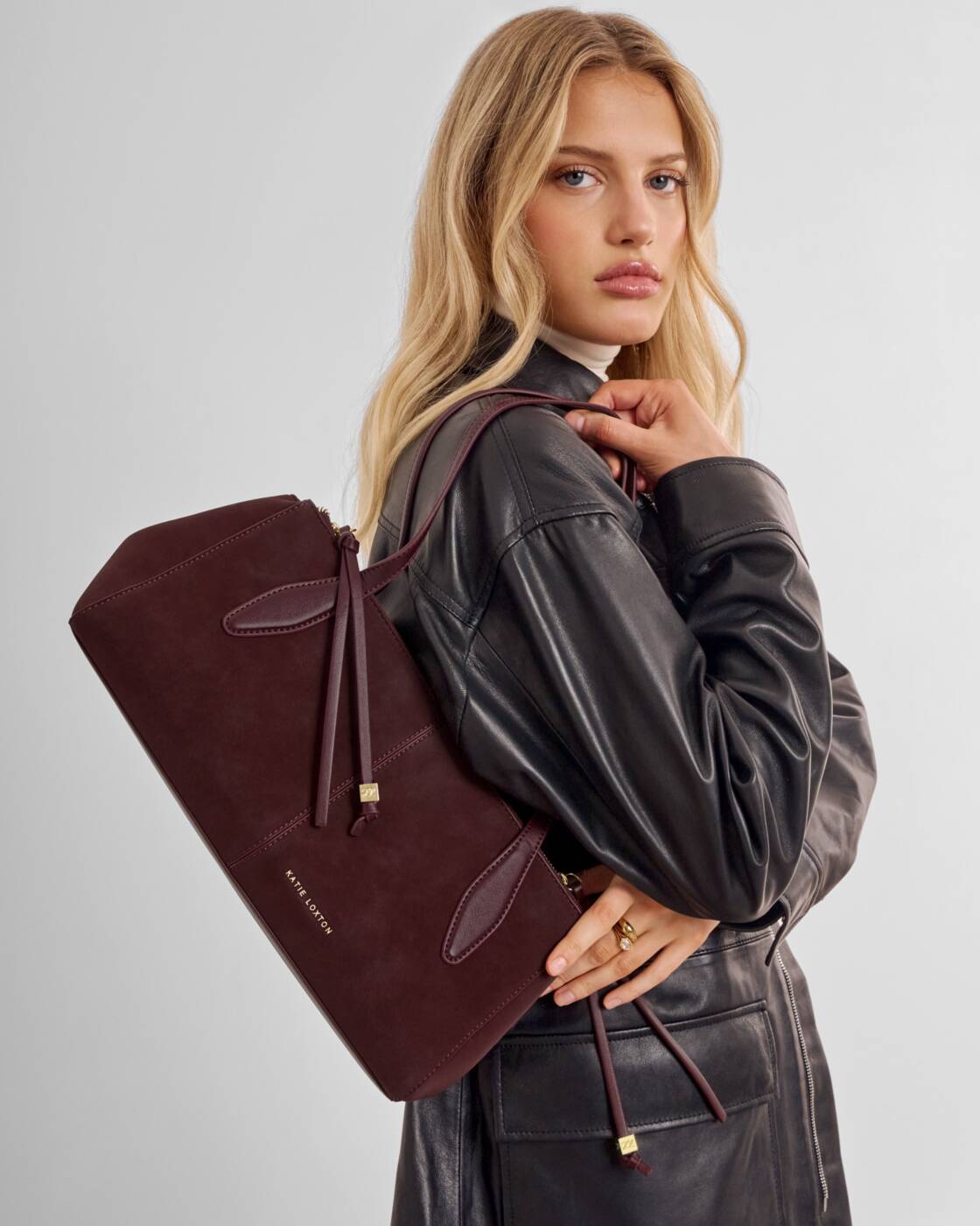 Shoulder Bag: Suedette With Long Handle HATTIE - Cherry - Katie Loxton