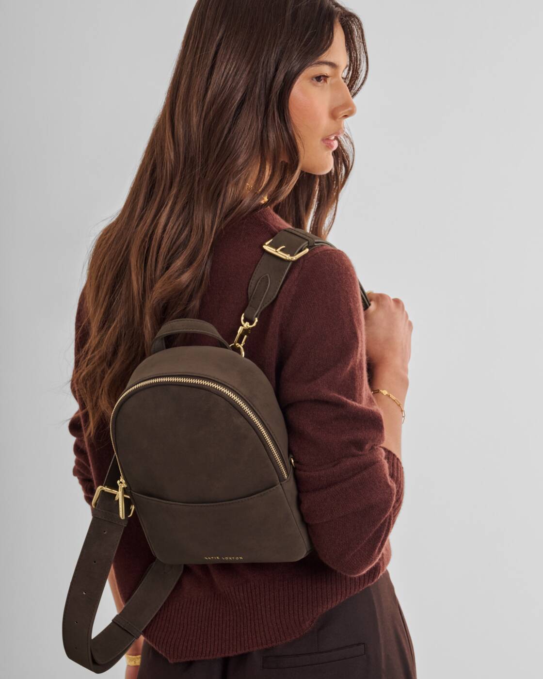 Backpack: Water & Scratch Resistant Suedette - Brown - Katie Loxton