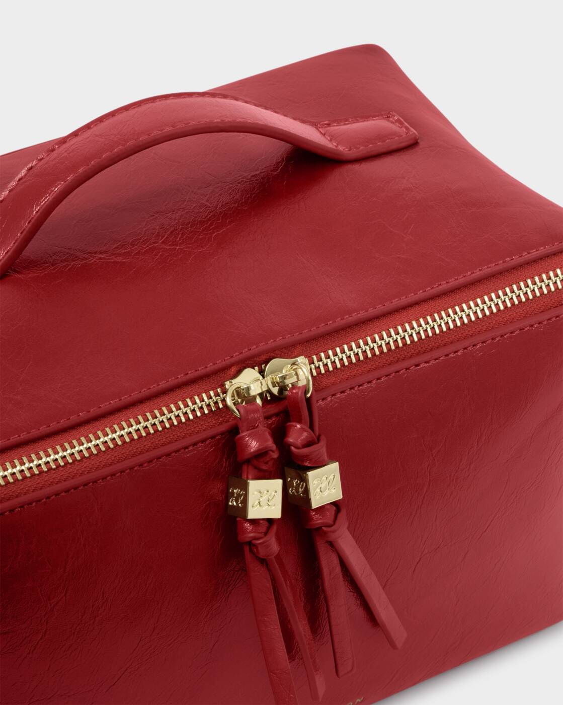 Cosmetic Bag:Soft Vegan Leather Large Full Open - Red - Katie Loxton