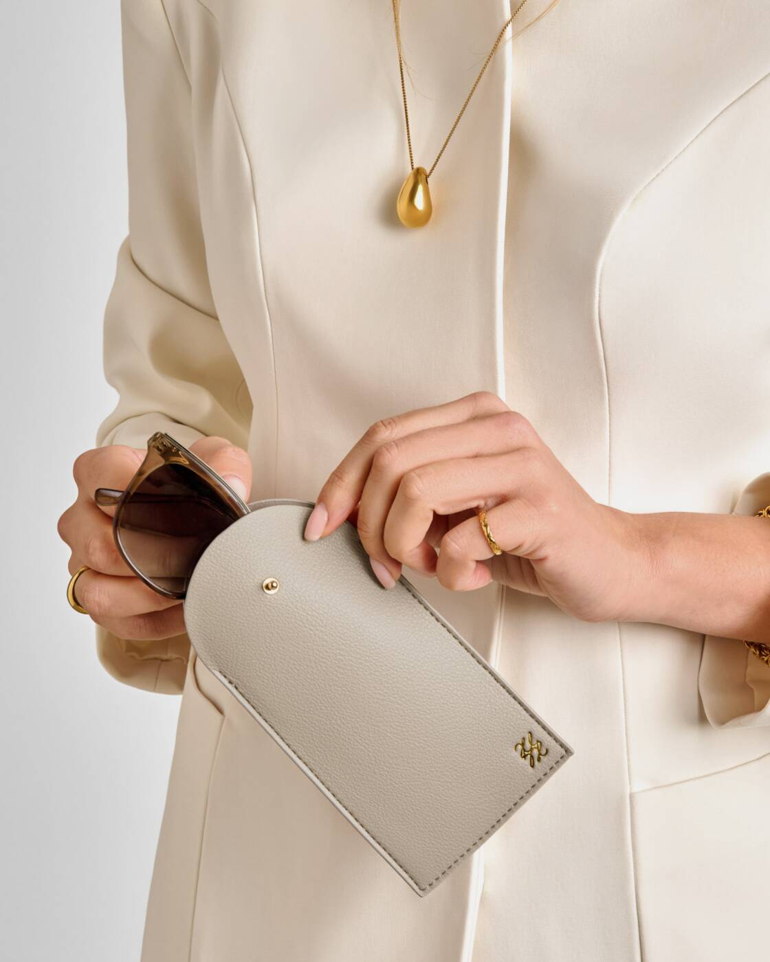 Glasses Case: Smooth Vegan Leather  - Taupe - Katie Loxton