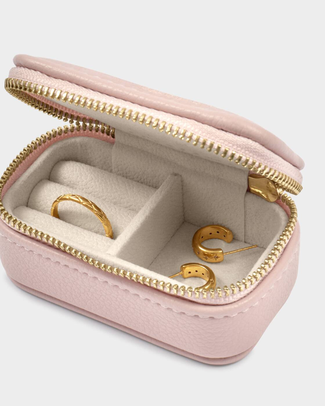 Mini Jewellery Box: Vegan LeatherTwo Compartments - Pink - Katie Loxton