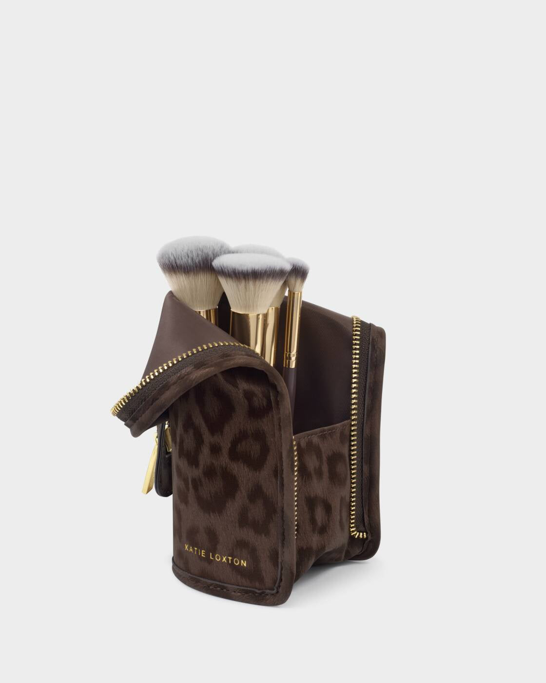 Makeup Brush Set : Soft Vegan Leather With 5 Brushes - Leopard - Katie Loxton